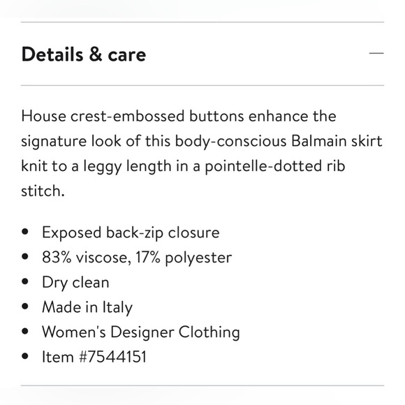 Balmain Button Detail Rib Stitch Skirt - Picture 7 of 7